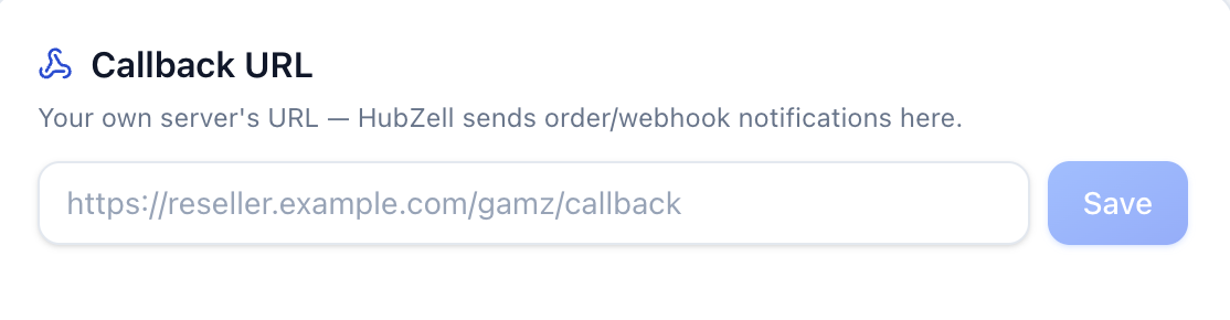 Callback URL field on the Developer page